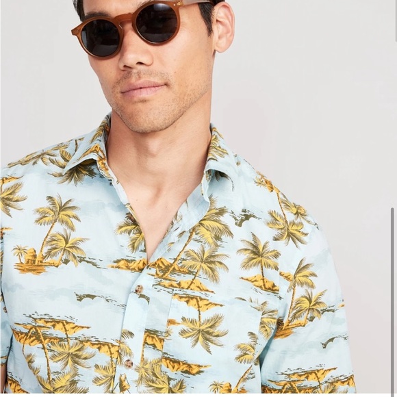 NWT Palm Tree Short Sleeve Button Down, Size Large - Picture 3 of 9